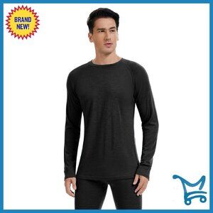 Men's 100% Merino Wool Base Layer Top Long Sleeve Active Thermal